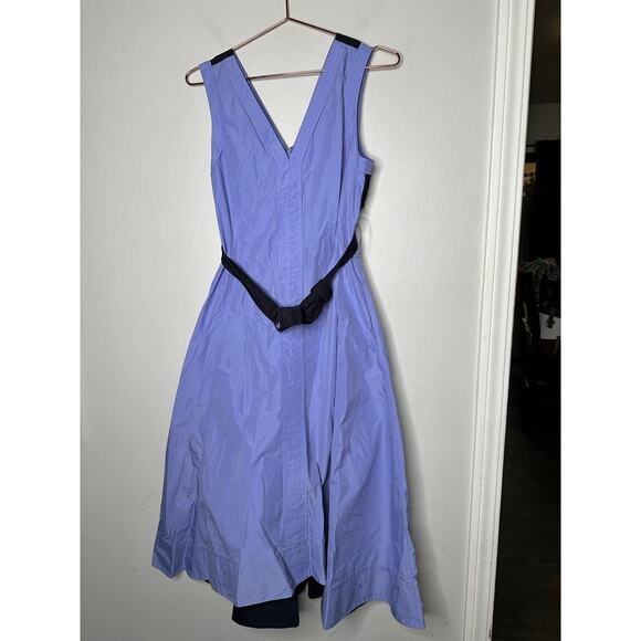 3.1 PHILLIP LIM Purple A-Line Sleeveless V-Neck Poplin Belted Midi Dress Size 4 - Picture 5 of 14